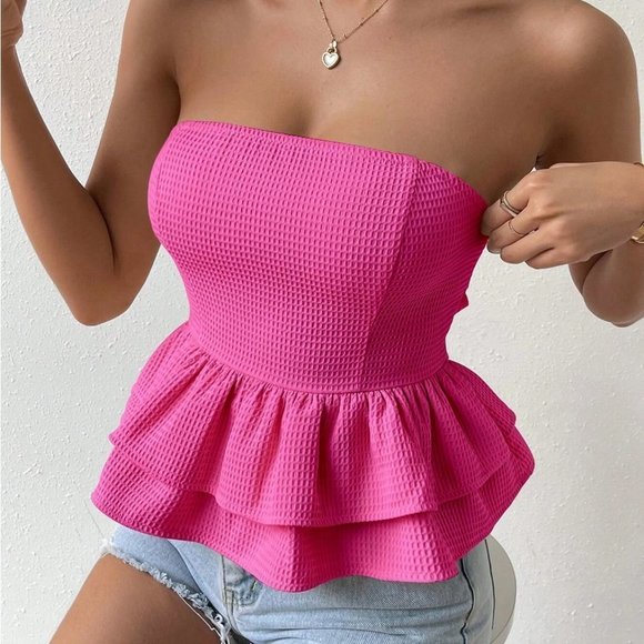 Pink Frenchy Bow Back Tube Top - Picture 2 of 4